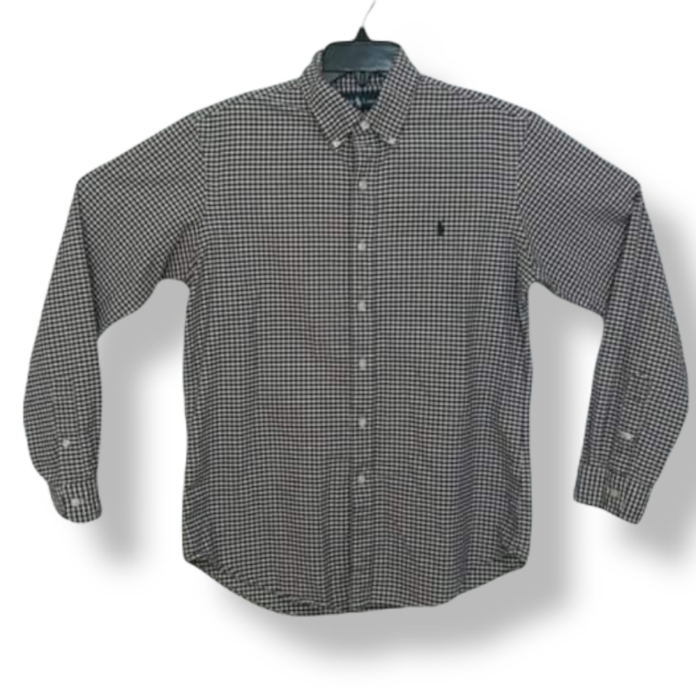 Ralph Lauren Medium Purple and White Plaid Shirt